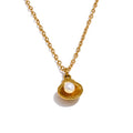 Colar Feminino Gota com Pérola em Aço Inoxidável 5 YH4789A Gold