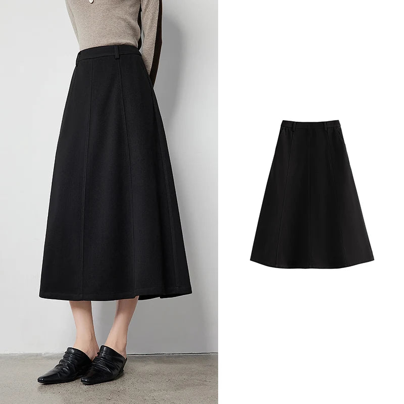Saia Midi Feminina de Inverno Evasê
