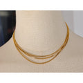 Yhpup Waterproof Stainless Steel Layered Adjustable Overlay Long Chain Necklace 18K Gold Plated Metal Trendy Fashion Jewelry