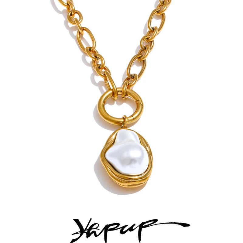 Colar Feminino Gota com Pérola em Aço Inoxidável 12