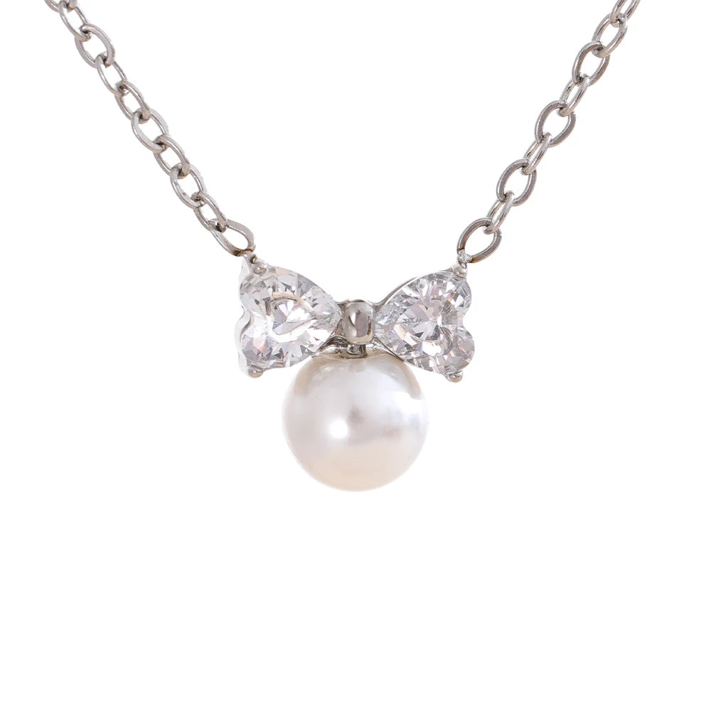 Colar Feminino Gota com Pérola em Aço Inoxidável 17 YH124A Steel