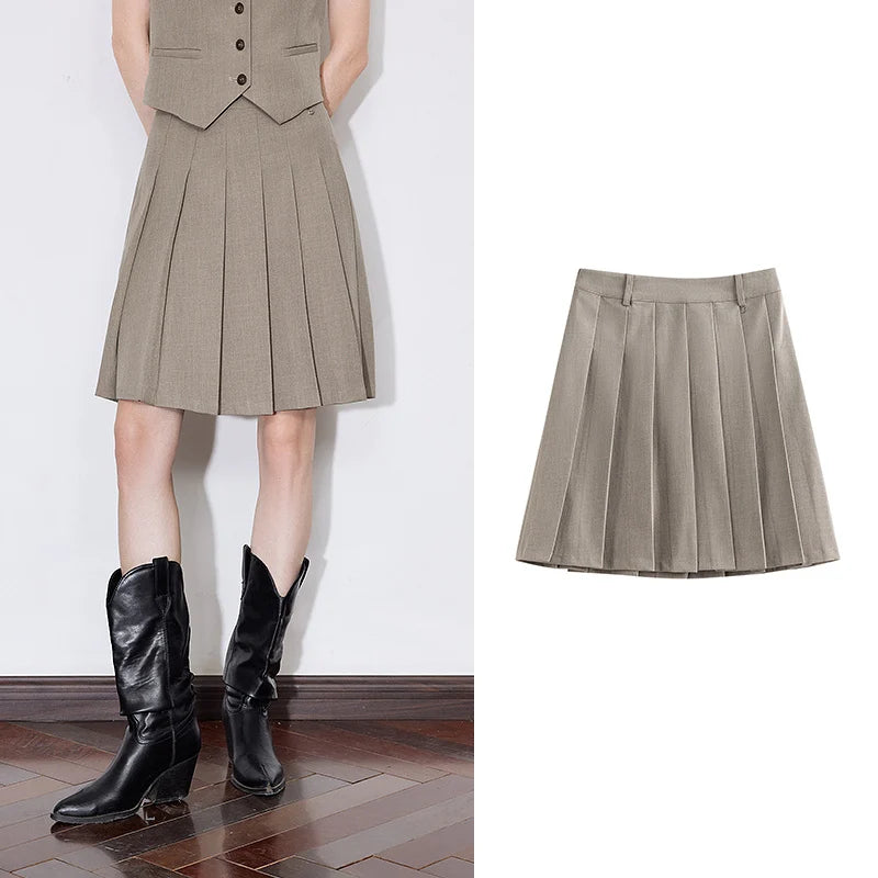 Saia Midi Feminina Plissada com Paetê