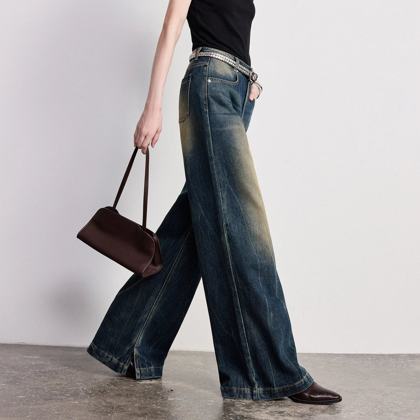 Calça Jeans Feminina Wide Leg com Acetato