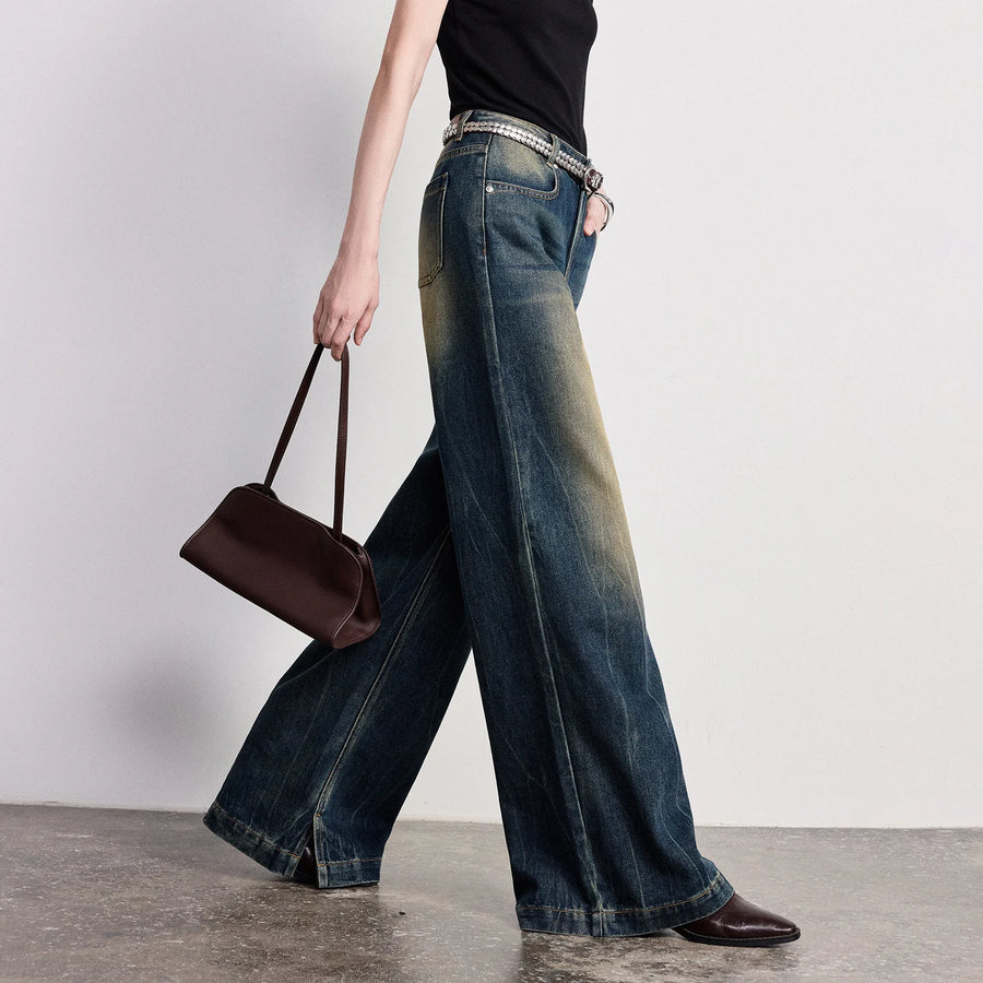 Calça Jeans Feminina Wide Leg com Acetato