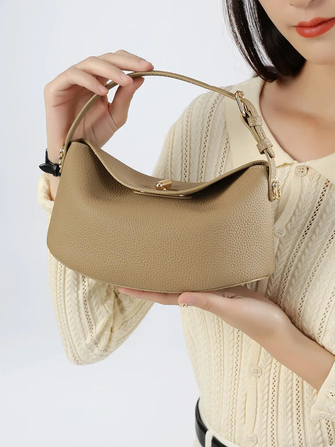 Bolsa pequena feminina de couro legítimo minimalista transversal de ombro
