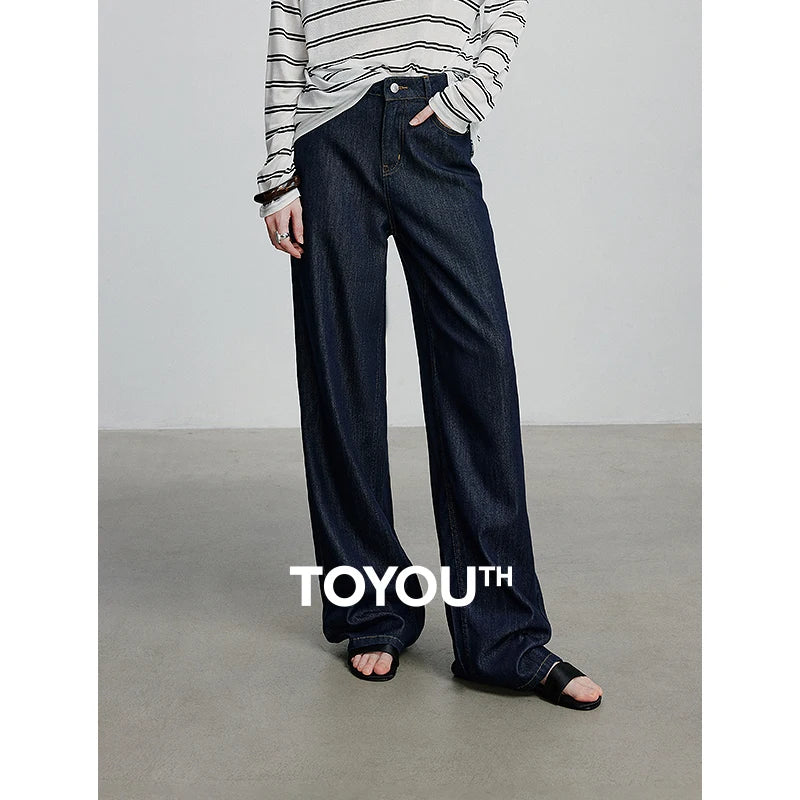 Calça Jeans Feminina Reta com Algodão e Acetato