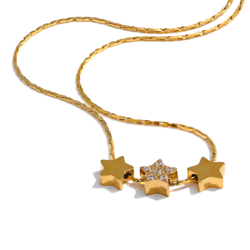Colar Feminino Estrela com Zircônia em Aço Inoxidável 3