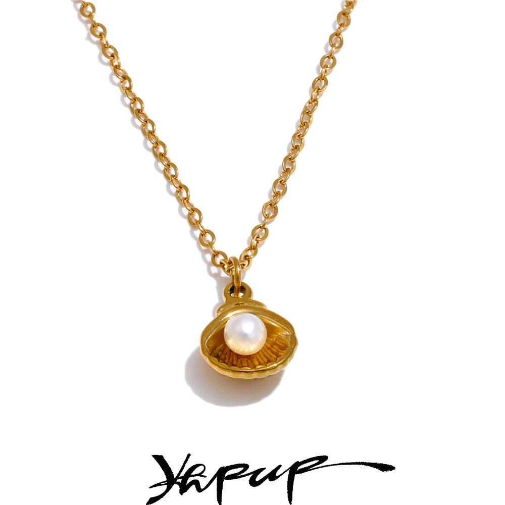 Colar Feminino Gota com Pérola em Aço Inoxidável 5