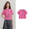 Blusa de Tricô Leve Manga Curta para o Verão