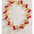 Yhpup Fashion Acrylic Resin Cherry Flower Heart Sun Pendant Charms Necklace Stainless Steel Golden Handmade Jewelry Gift