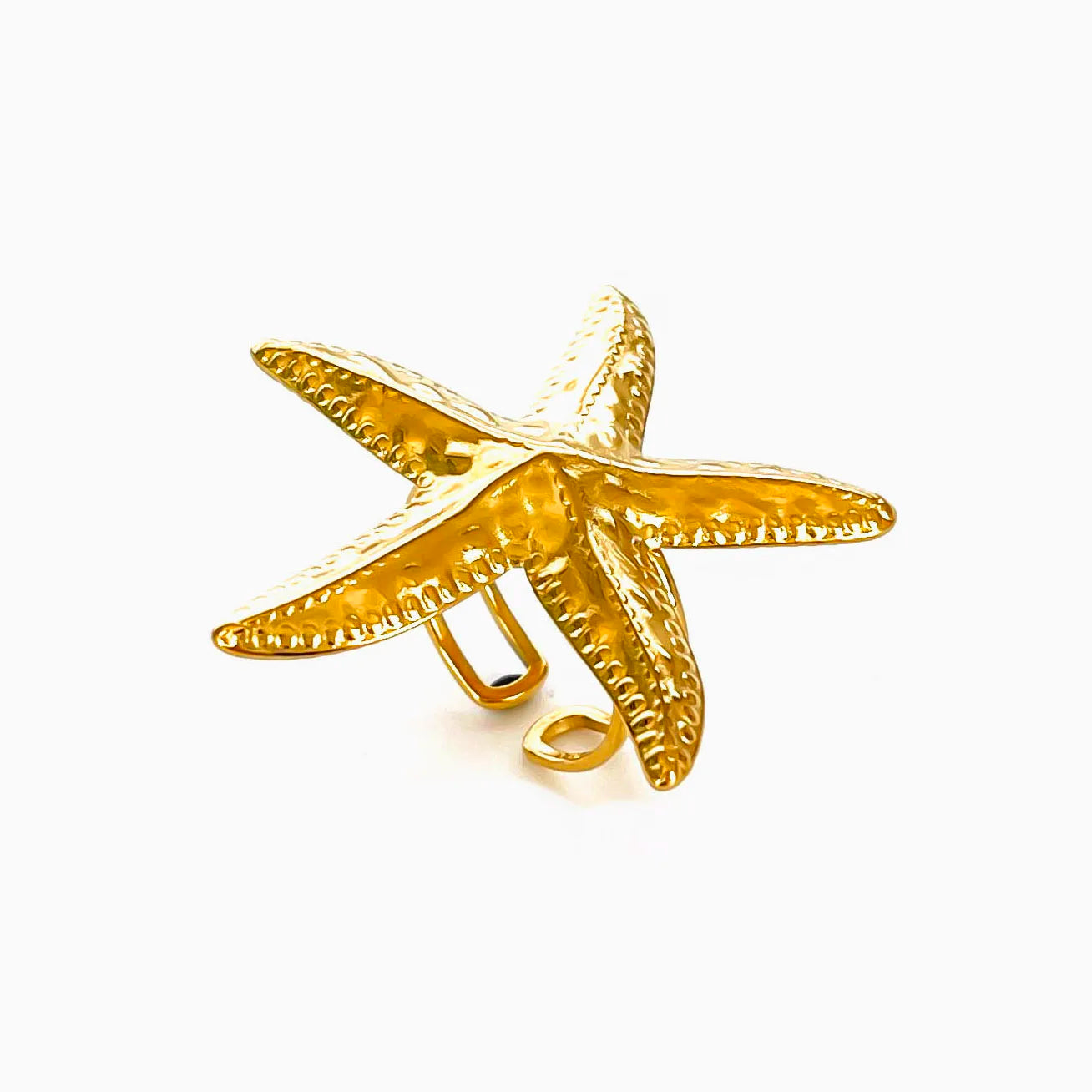 Anel Aberto Estrela-do-Mar e Concha com Banho Ouro 18K