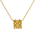 Yhpup Lucky Chinese Character Pendant Necklace Stainless Steel Accessories Statement Collar Trendy Jewelry Waterproof Gift New YH1382A Gold