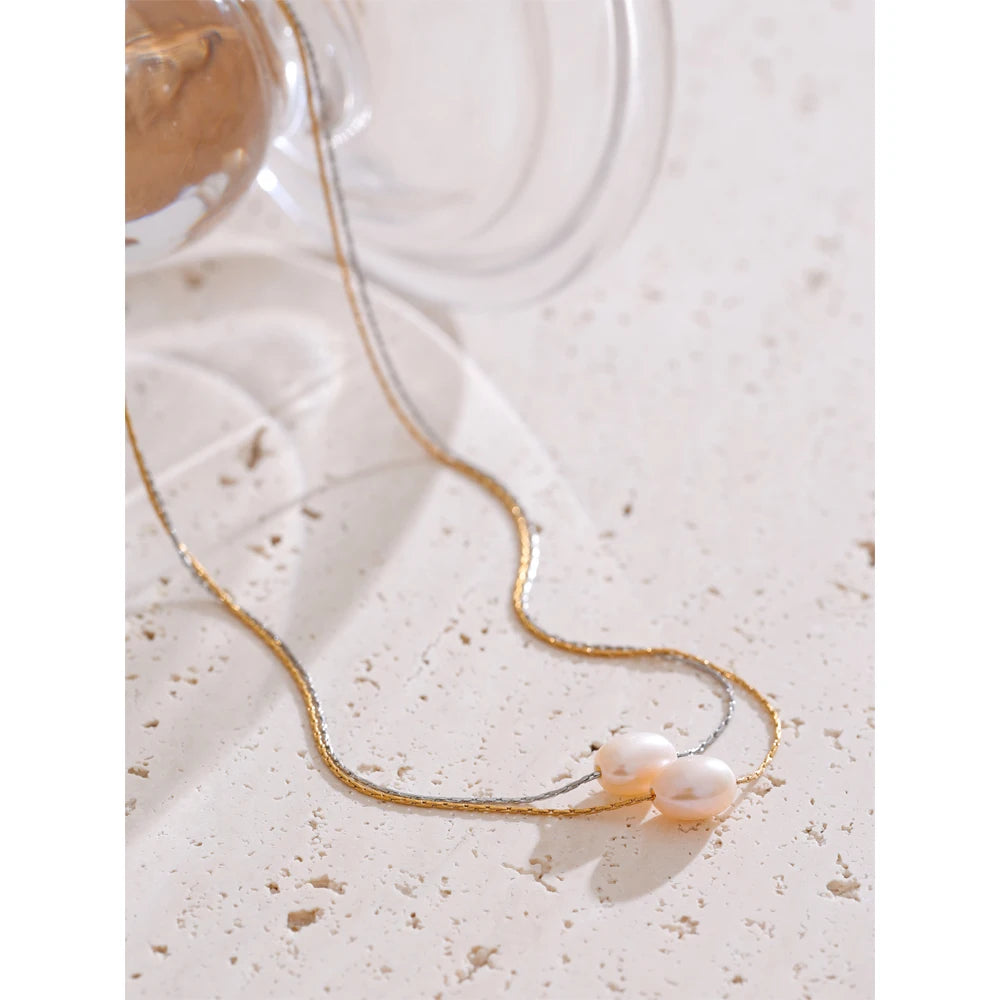 Colar Feminino Gota com Pérola em Aço Inoxidável 14