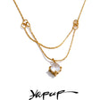 Colar Feminino de Camadas Gota com Zircônia em Aço Inoxidável 6