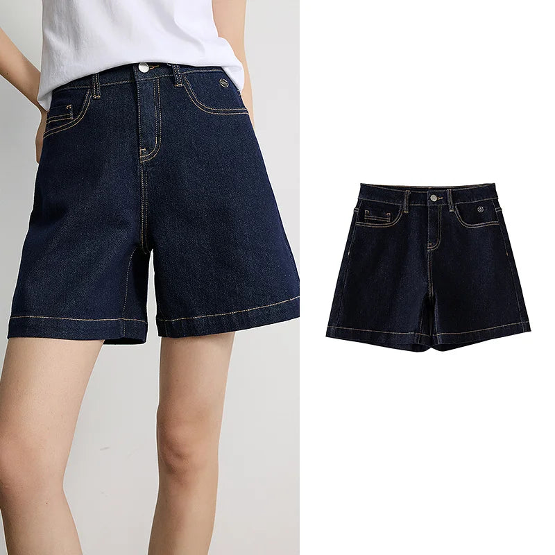 Shorts Jeans Feminino Wide Leg com Elastano