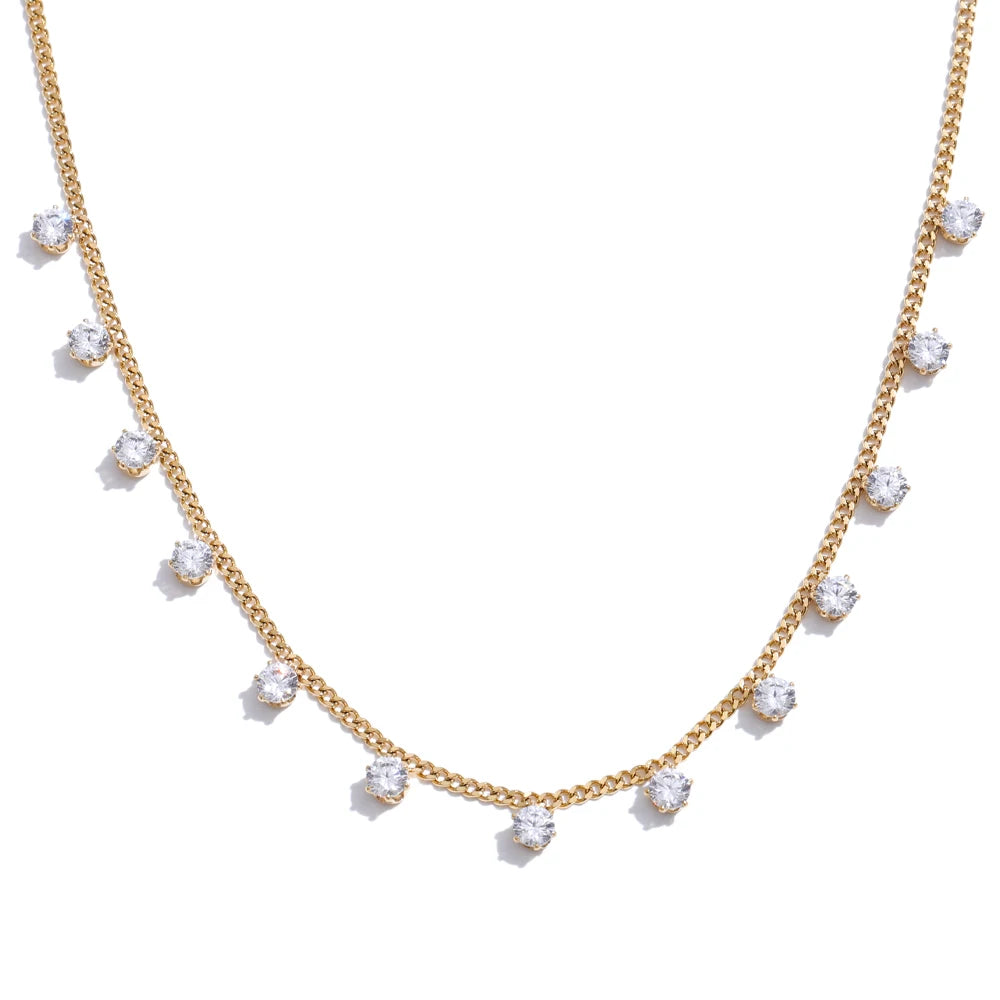 Colar Feminino Gota com Zircônia em Aço Inoxidável 8 Ouro