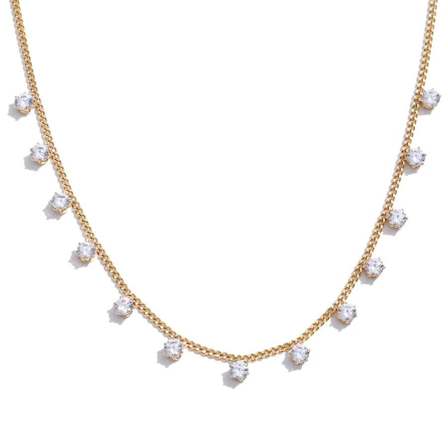 Colar Feminino Gota com Zircônia em Aço Inoxidável 8 Ouro