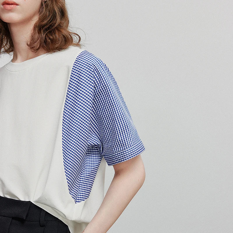 Camiseta Feminina de Liocel com Patchwork