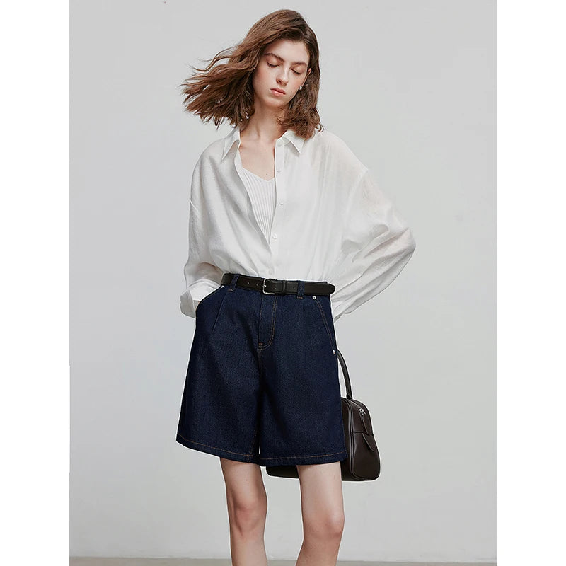Shorts Jeans Feminino Cintura Baixa com Elastano