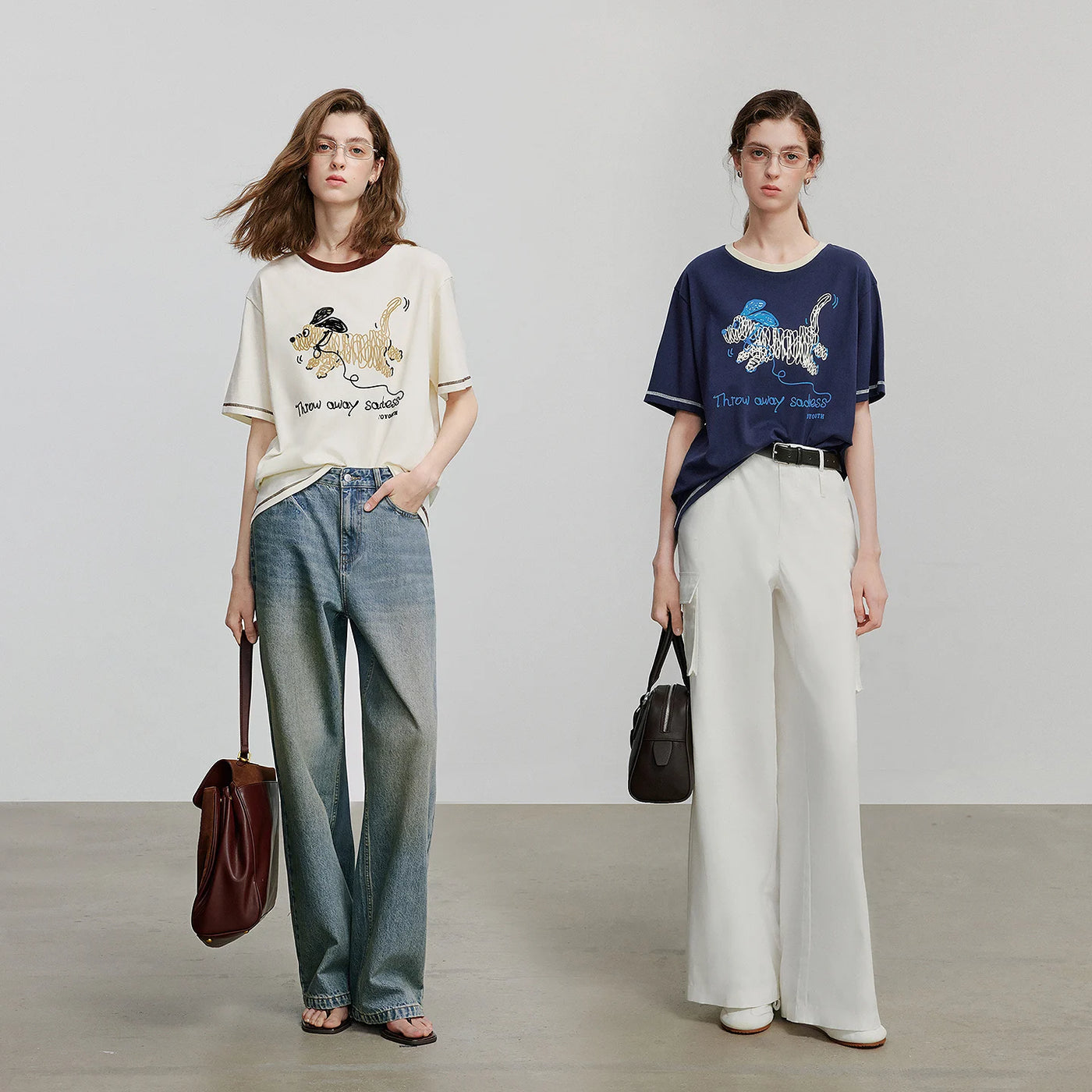 Camiseta Feminina 100% Algodão com Estampa Cachorro Cartoon