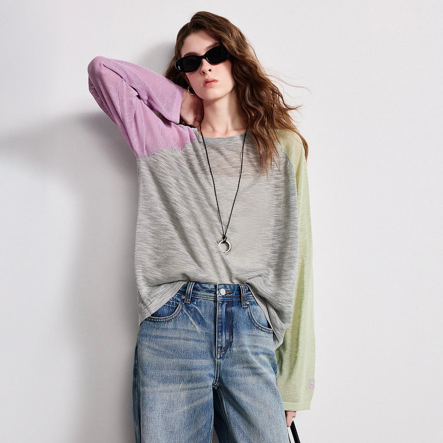 Blusa de Tricô em Linho com Barra Assimétrica