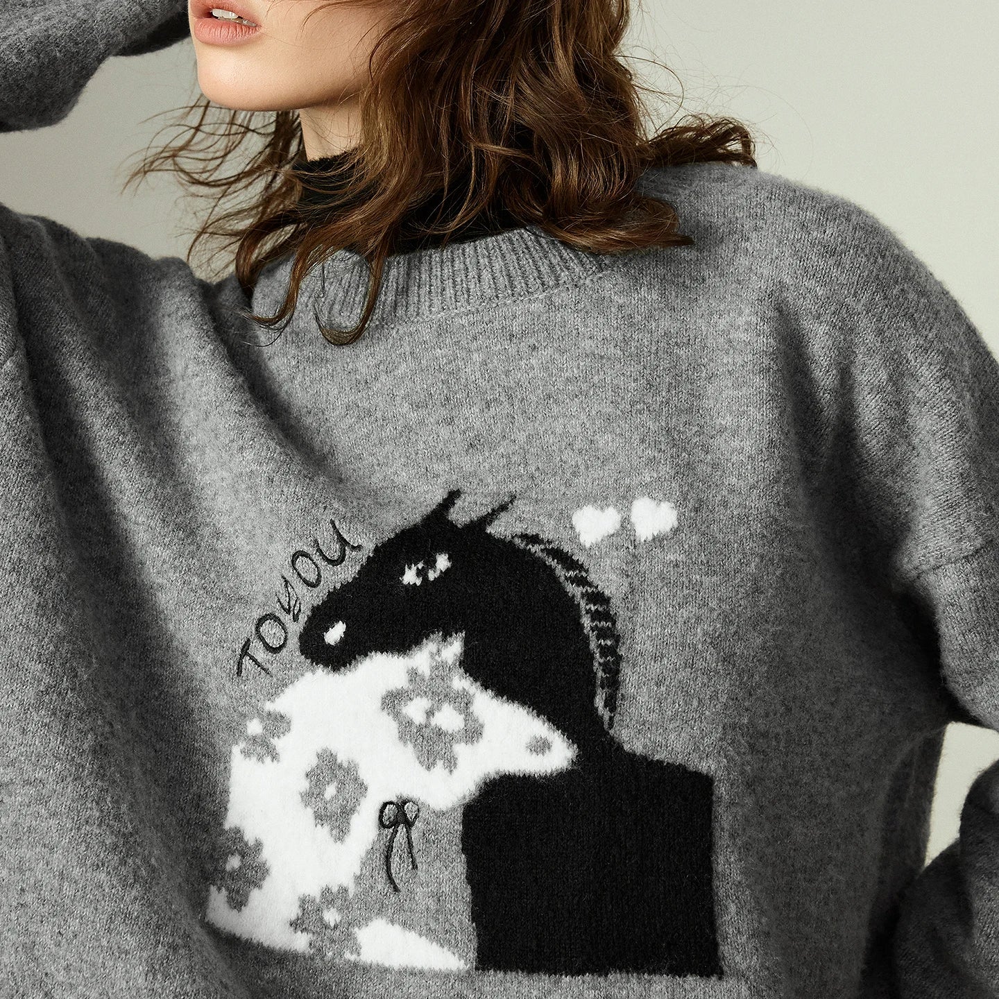 Suéter de Lã com Jacquard de Cavalo