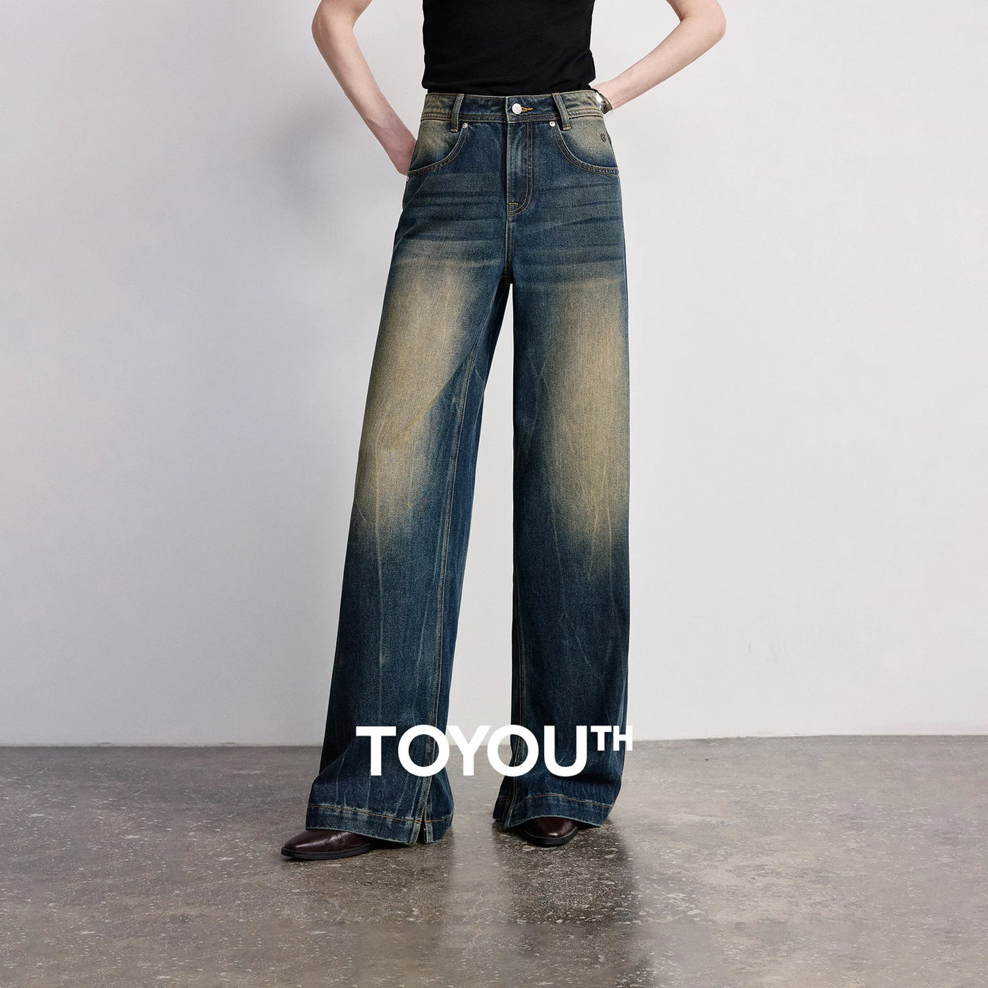 Calça Jeans Feminina Wide Leg com Acetato