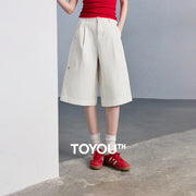 Bermuda Jeans Feminina Wide Leg com Bolsos
