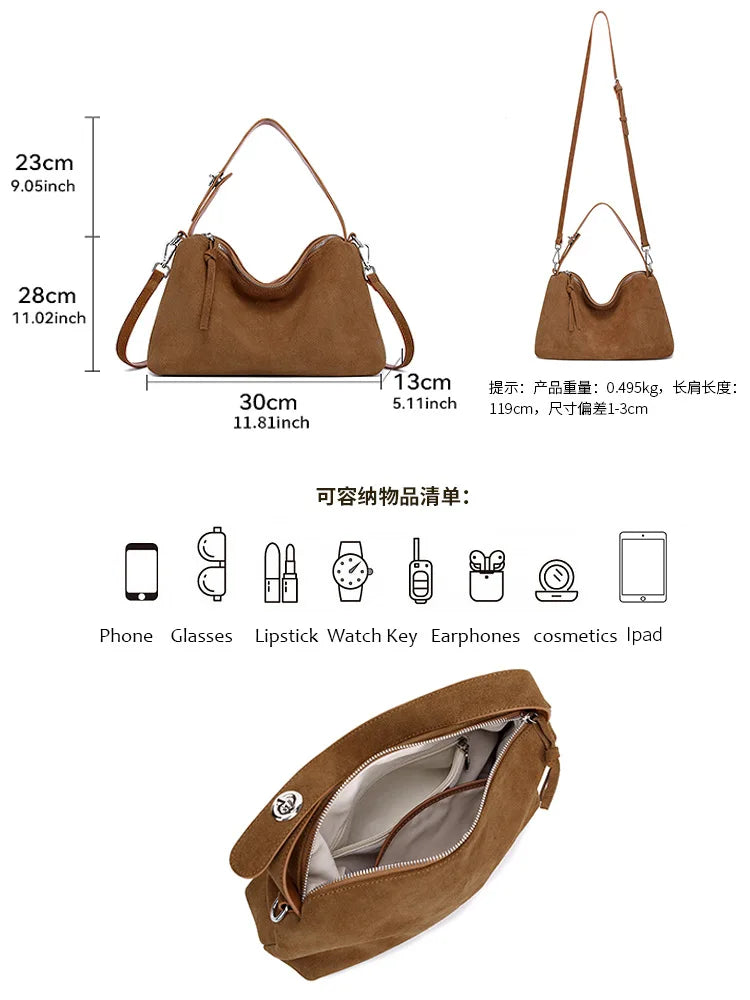 Bolsa Feminina em Couro Legítimo Grande com Design Minimalista para Ombro