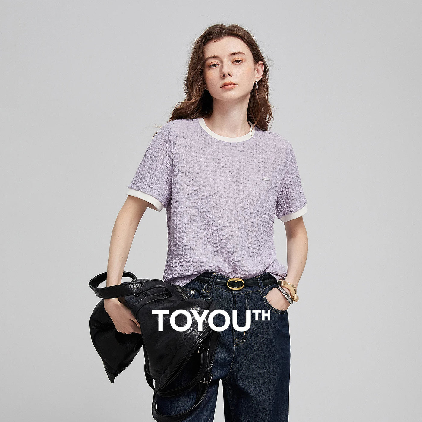 Blusa Feminina Texturizada Color Block com Pregas