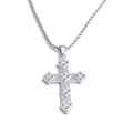 Colar Feminino Cruz com Zircônia em Aço Inoxidável 3 Prata