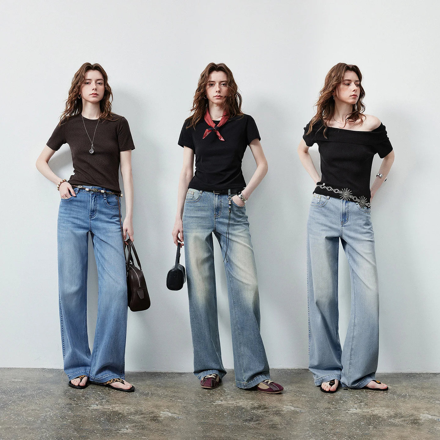 Calça Jeans Feminina Wide Leg Cintura Baixa com Liocel