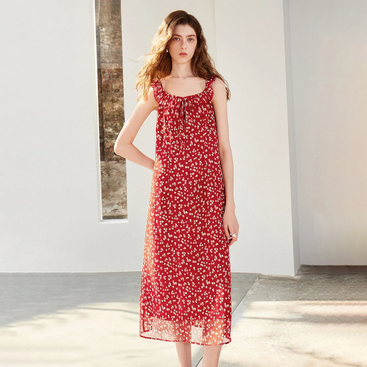 Vestido Slip Dress Midi Floral