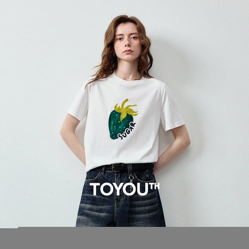 Camiseta Feminina Antibacteriana com Estampa Morango
