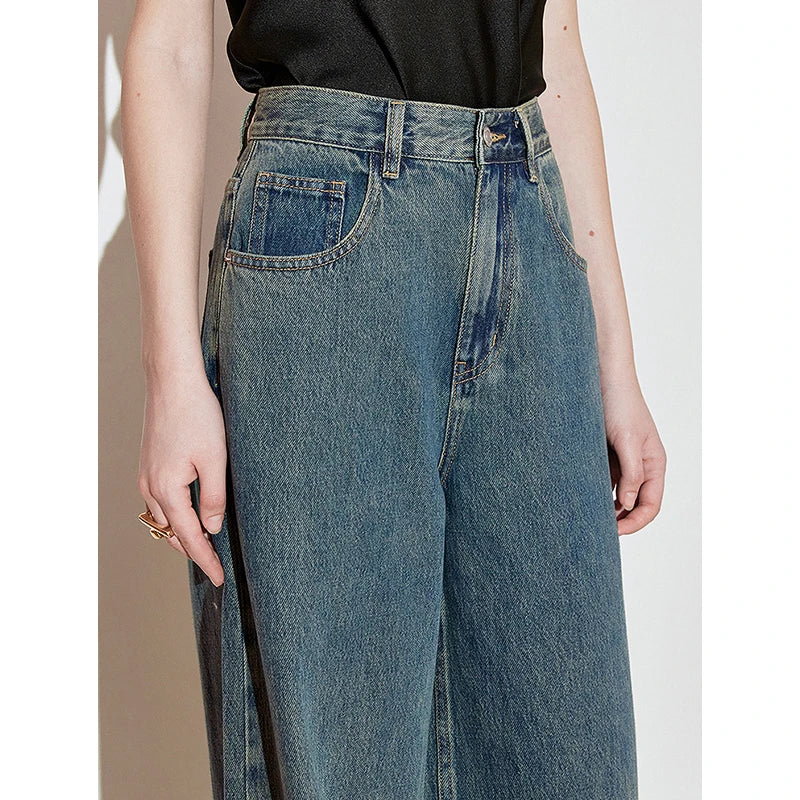 Calça Jeans Feminina Wide Leg 100% Algodão