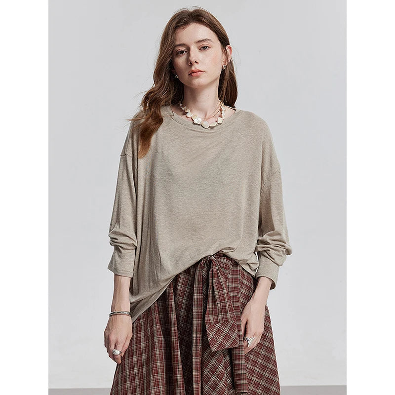 Blusa Feminina de Liocel e Lã Manga Longa Lisa