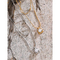 Colar Feminino de Camadas Gota com Zircônia em Aço Inoxidável 5