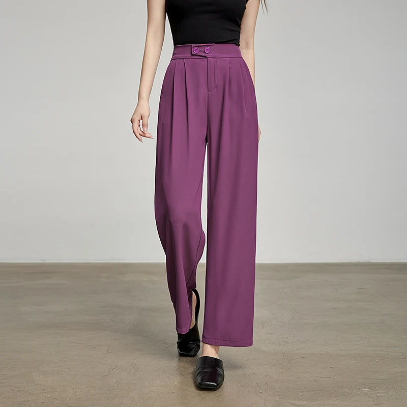 Calça Alfaiataria Feminina Wide Leg Cintura Alta