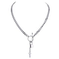 Yhpup Romantic Heart Lock Pendant Stainless Steel Necklace for Women Temperament Metal Texture 18 K Plated Choker Charm Jewelry YH1950A steel