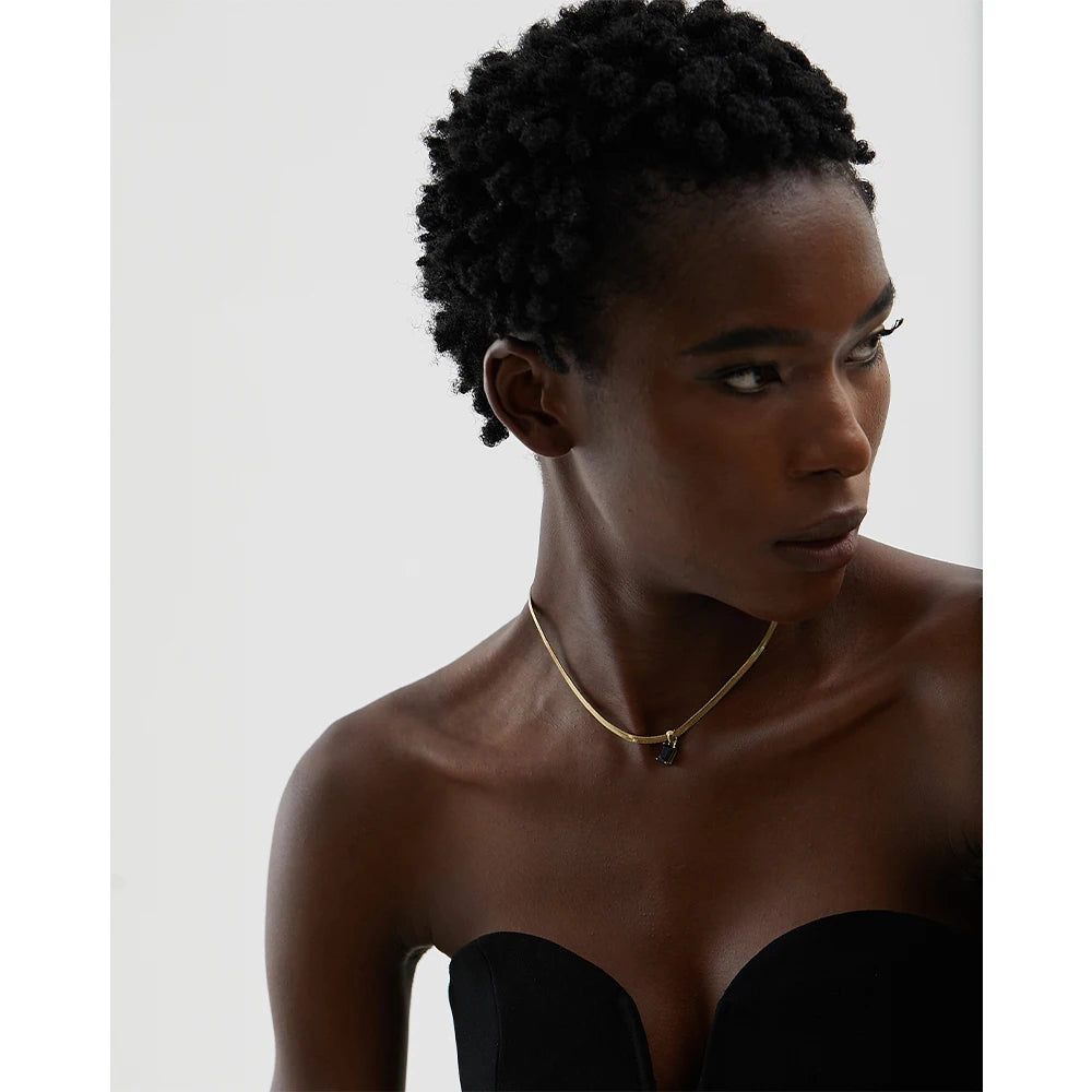 Colar Feminino Quadrado com Zircônia em Aço Inoxidável 3
