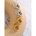 Yhpup Stainless Steel Round Hollow Drop Hoop Earrings Charm Metal 18K PVD Plated Waterproof High Quality Daily Jewelry Gift