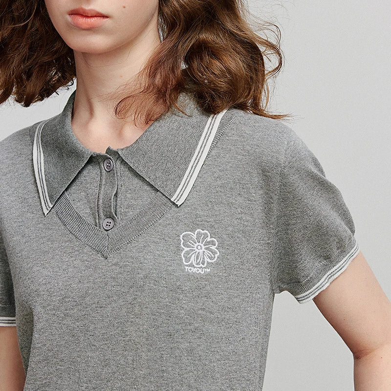 Blusa Feminina de Tricô Manga Curta com Caimento Leve
