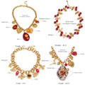 Yhpup Fashion Acrylic Resin Cherry Flower Heart Sun Pendant Charms Necklace Stainless Steel Golden Handmade Jewelry Gift