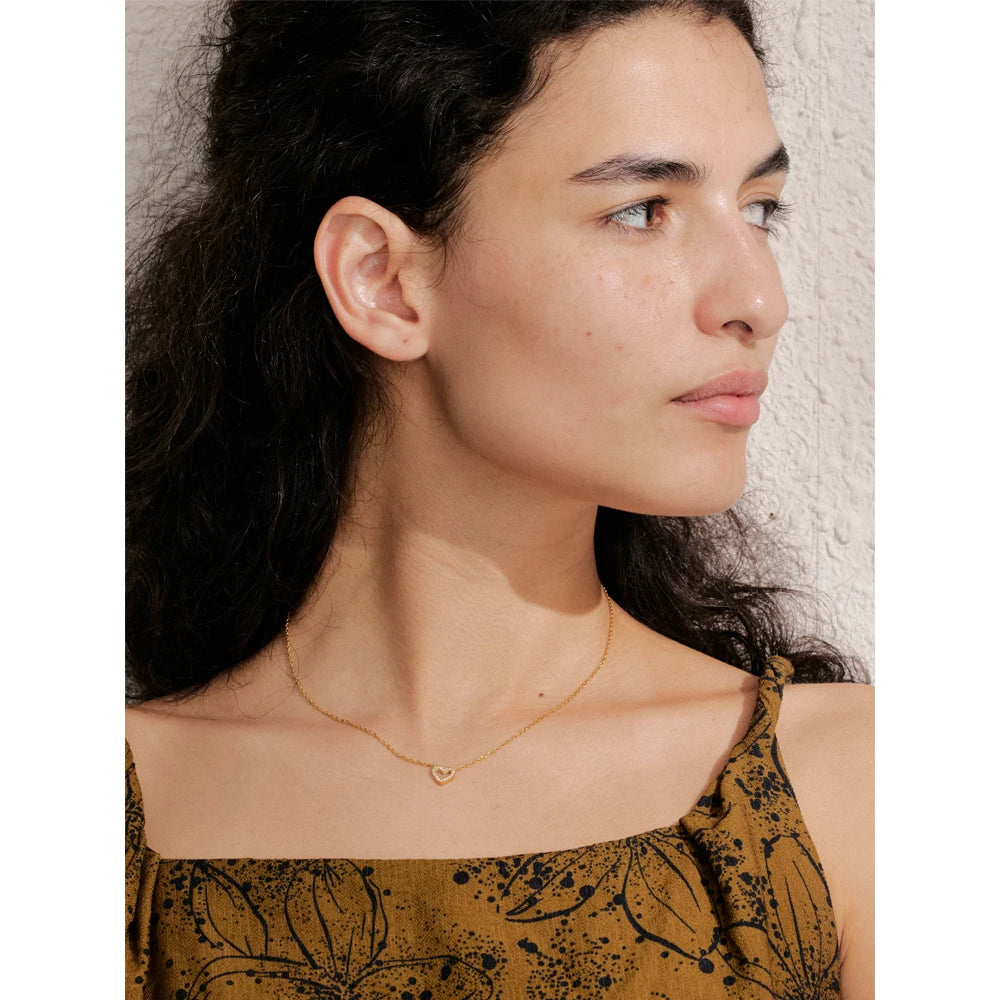 Colar Feminino Coração com Zircônia em Aço Inoxidável 5