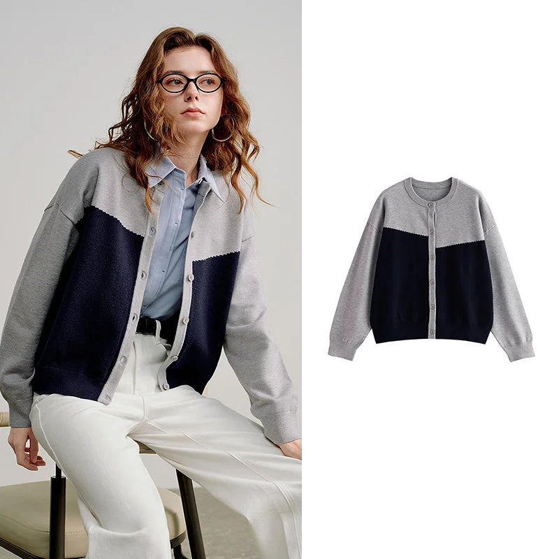 Blusa Feminina de Tricô Color Block Assimétrica