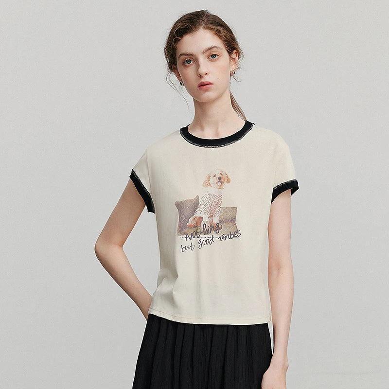 Camiseta Feminina Cropped com Estampa Animal