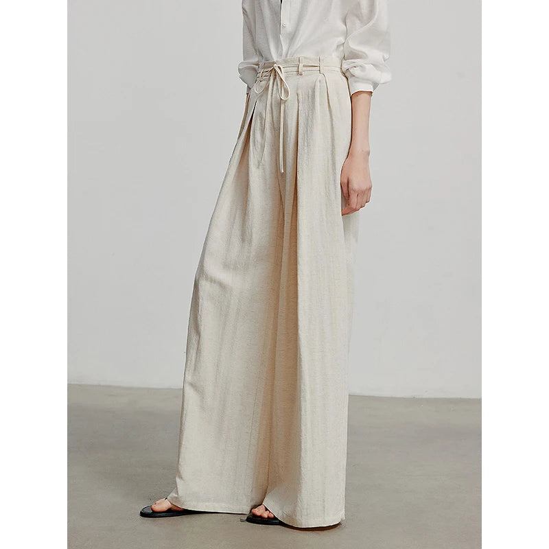 Calça Pantalona Feminina Estampada com Liocel e Linho