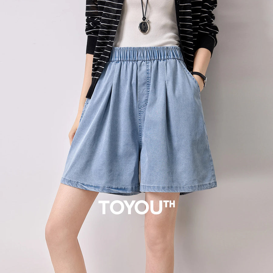 Shorts Wide Leg Feminino de Liocel com Cós Elástico