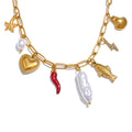 Colar Feminino Estrela com Pérola em Aço Inoxidável 2 YH1056A Chilli
