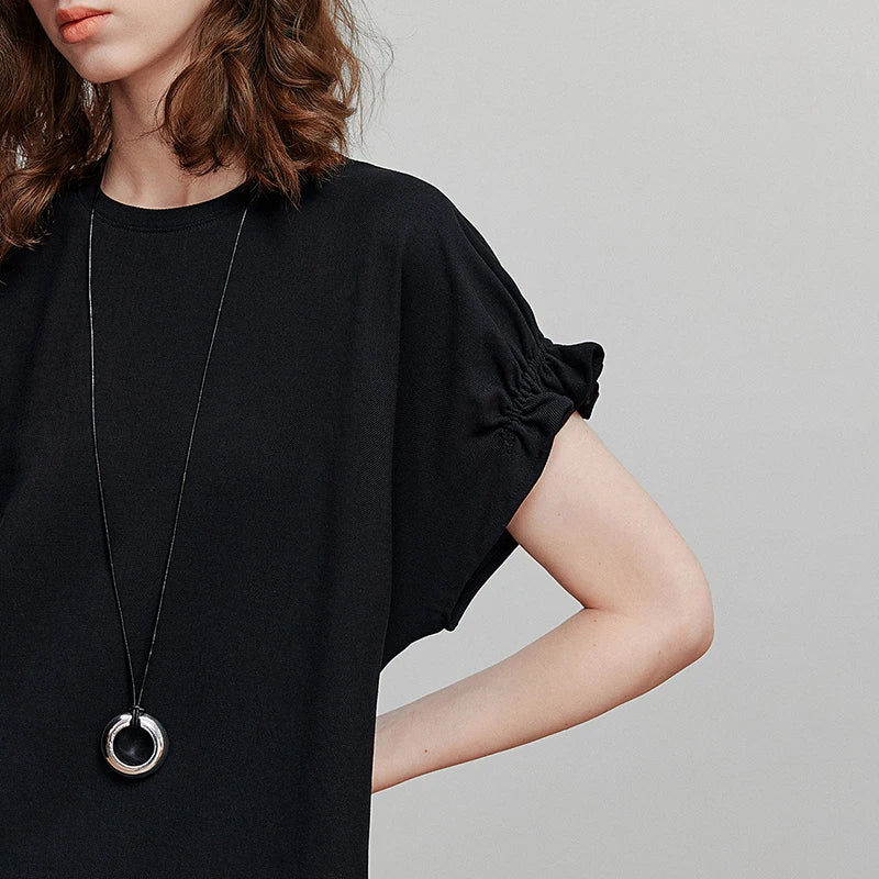 Vestido Curto de Algodão com Bolsos